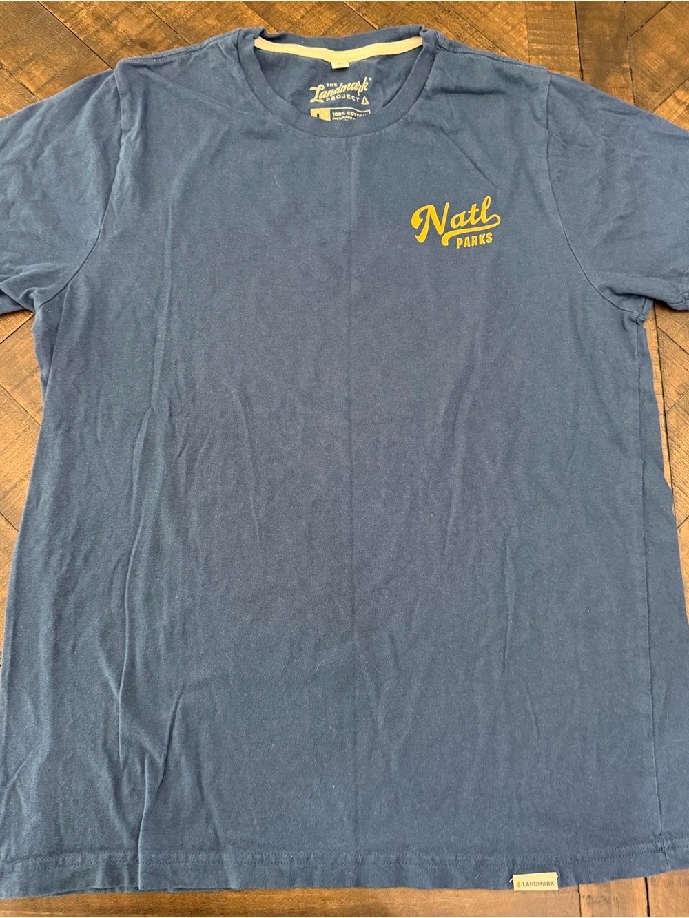 Natl Parks Short Sleeve Tee in Navy with Yellow Logo